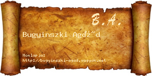 Bugyinszki Agád névjegykártya